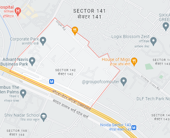 Sector 142 on google map where onyx blue is present